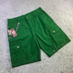Watson Studios Green Stained Glass Work Shorts Rhinestone Dice Chain Mens 34 NWT